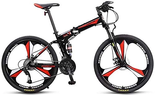 Folding Bike : June 26 Inches Foldable Mountain Bike Bicycle, 250w Variable Speed E-bike For Men Speed Off-Road Double Shock Disc Brakes, Red