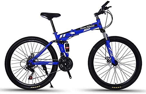 Folding Bike : June Adult Mountain Bike Folding 21 / 24 / 27 Speeds Off-Road Bike 26-inch Magnesium Alloy Wheel Bicycles With Shock Absorber Front Disc And Disc Brake, Blue, 21S White4