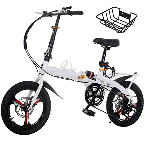 Folding Bike : JustSports1 Folding Bikes, 16 Inch Foldable Bicycle Variable Speed Ultra-light and Portable Bicycle can be Put in the Trunk for Men's and Women's Unisex's