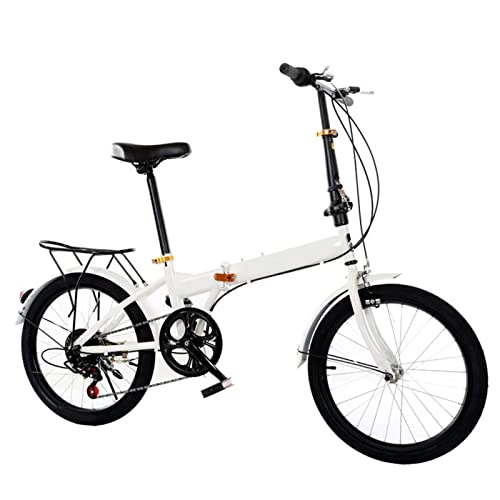 Folding Bike : JustSports1 Lightweight Folding Bikes Bicycle 20-inch City Tandem Folding Bicycle Adult Teenager Folding Bikes 7 Speed Dual Disc Brakes with Adjustable Saddle and Grip Unisex's