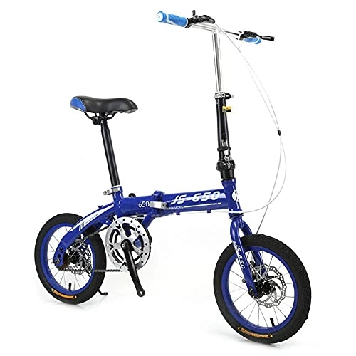 Folding Bike : JUUY Outdoor Sports Camp Folding Bike Aluminum 21" with Double Disc Brake and Fenders (Color : Blue)