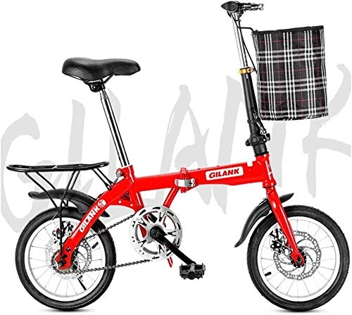 Folding Bike : JWCN 14 Inch 16 Inch 20 Inch Folding Bicycle Student Bicycle Single Speed Disc Brake Adult Compact Foldable Bike Gears Folding System Traffic Light fully assembled-20 inch_Red Uptodate