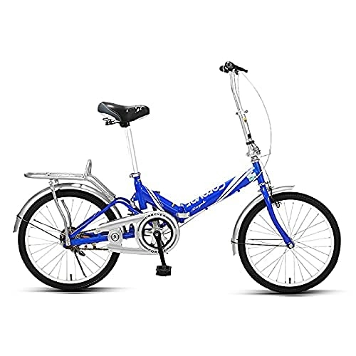 Folding Bike : JWCN Foldable Bike, 20 Inch Comfortable Mobile Portable Compact Lightweight Finish Great Suspension Folding Bike for Men Women Students and Urban Commuters, Blue, Uptodate