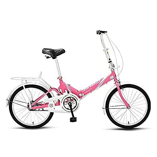 Folding Bike : JWCN Foldable Bike, 20 Inch Comfortable Mobile Portable Compact Lightweight Finish Great Suspension Folding Bike for Men Women Students and Urban Commuters, Pink, Uptodate