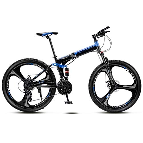 Folding Bike : JXJ Mountain Bike 26 Inch High Carbon Steel Folding Bicycle Dual Disc Brakes Full Suspension Mtb Bikes with 21 / 24 / 27 / 30 Speed, for Adult Teens Men Women
