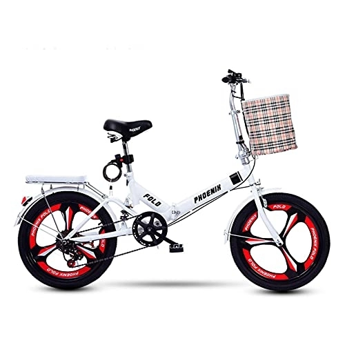 Folding Bike : JYCCH 20 Inch Folding Bike for Adult And Women Teens, Mini Lightweight Bicycle for Student Office Worker Urban Commuter Bike (White)