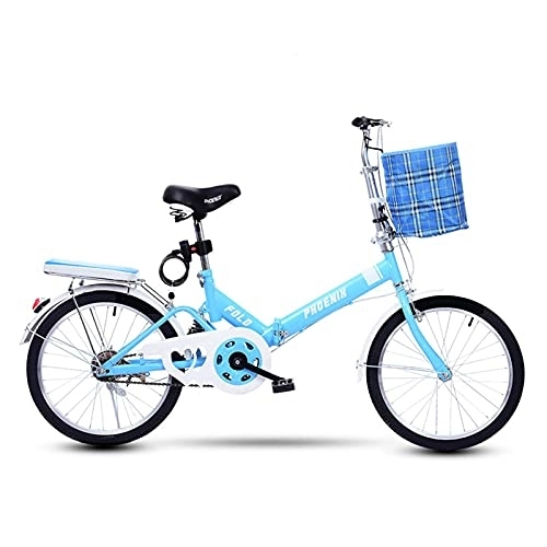 Folding Bike : JYCCH 20 Inch Folding Bike, Mini Lightweight City Foldable Bicycle Compact Suspension Bike for Adult Men And Women Teens Student Office Worker Urban Environment (Blue)