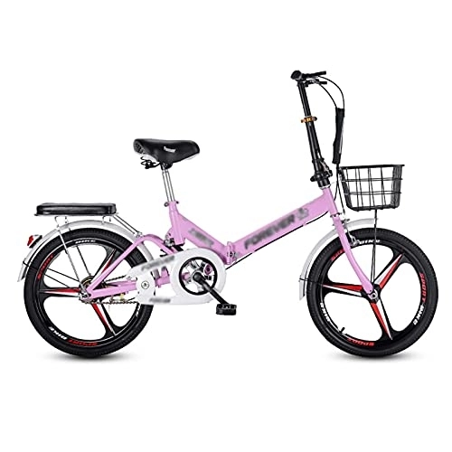 Folding Bike : JYCCH 20In Folding Bicycle 7 Speed City Compact Bike Carbon Steel Frame Mini Mountain Bike for Adult Men And Women Teens (Pink)