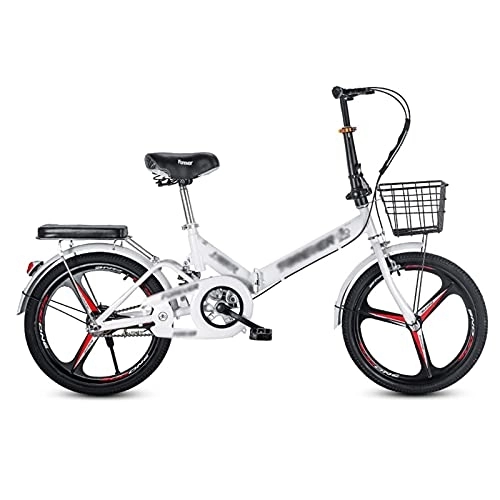 Folding Bike : JYCCH 20In Folding Bicycle 7 Speed City Compact Bike Carbon Steel Frame Mini Mountain Bike for Adult Men And Women Teens (White)
