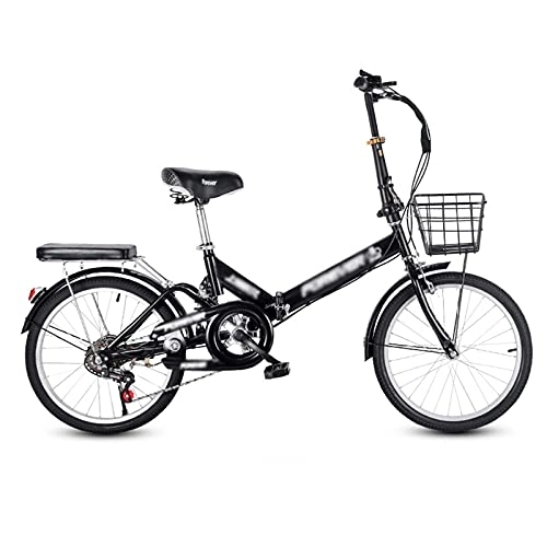 Folding Bike : JYCCH 7 Speed Folding Bike for Adult Men And Women Teens, 20 Inch Mini Lightweight Foldable Bicycle for Student Office Worker Urban Environment (Black)