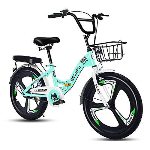 Folding Bike : JYCCH Adult Bicycle 16 / 18 / 20 / 22 Inches Foldable Bicycles for Men Woman, Carbon Steel Frame (Green 18in)