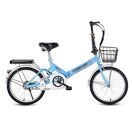 Folding Bike : JYCCH Adult Folding Bike, 20-Inch Wheels, Rear Carry Rack, Multiple Colors (Blue)