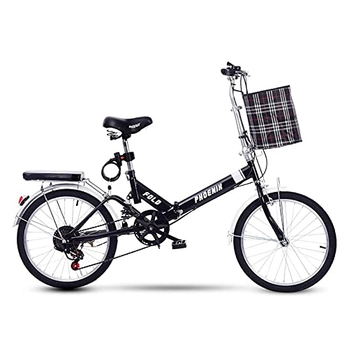 Folding Bike : JYCCH Folding Bike Mini Lightweight City Foldable Bicycle, 20 Inch Compact Suspension Bike for Adult Men And Women Teens Student Office Worker Urban Environment (Black)