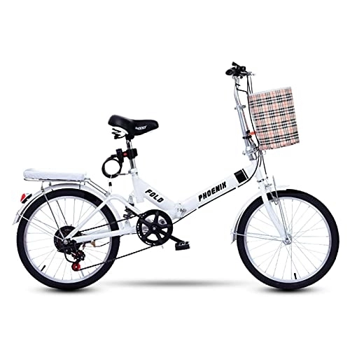 Folding Bike : JYCCH Folding Bike Mini Lightweight City Foldable Bicycle, 20 Inch Compact Suspension Bike for Adult Men And Women Teens Student Office Worker Urban Environment (White)