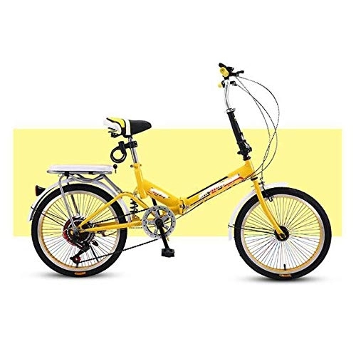 Folding Bike : JYCTD Folding Adult Bicycle, 20-inch Shock-absorbing Portable Bicycle, 6-speed Adjustment, Suitable for Male and Female Student Walking Bicycles (including Gift Packs)