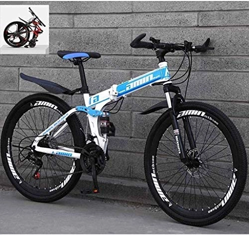 Folding Bike : JYD 26 inch folding mountain bikes, frames made of steel with a high carbon content, double shock absorption 21 / 24 / 27 / 30 speed Variable, All Terrain Quick Foldable 7 to 14.27 speed