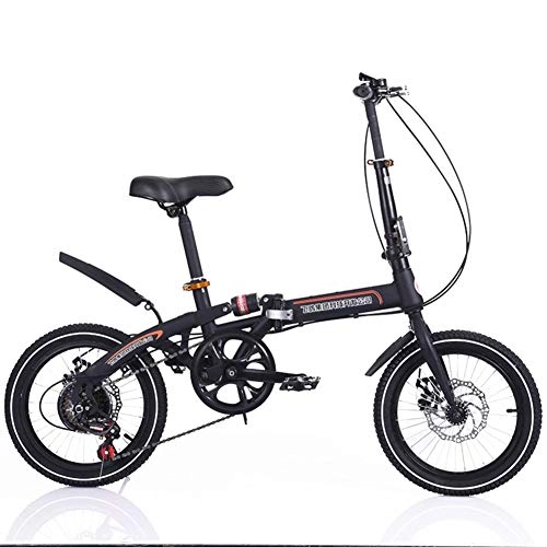 Folding Bike : JYFXP 16 Inch Loop Folding Bike Ultra Light Portable Folding Bicycle Shock-absorbing 6 Speed For Casual Children Student Young Girl Car Bike Commuter