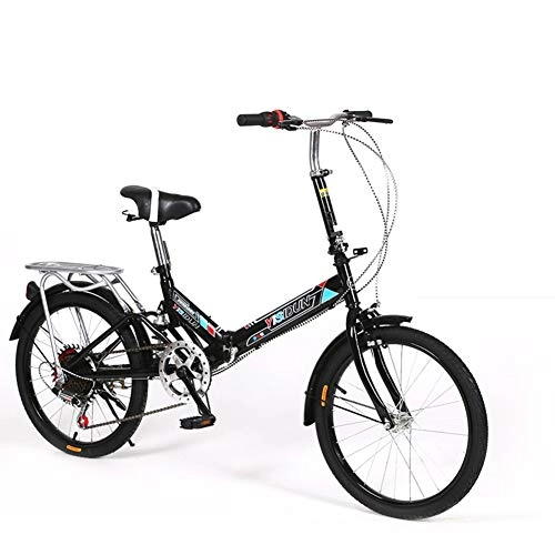 Folding Bike : JYFXP 20-inch Folding bike 6-speed Cycling Commuter Foldable bicycle Women's adult student Car bike Lightweight aluminum frame Shock absorption-D 110x160cm(43x63inch)