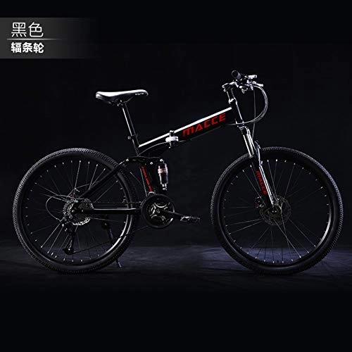 Folding Bike : JYFXP 21 Speed Folding Mountain Bike Bicycle 24-inch Male And Female Students Shift Double Shock Absorber Adult Commuter Foldable Bike Dual Disc Brakes