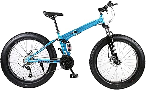 Folding Bike : JYTFZD WENHAO 26 Inch Wheel Adult Foldable Mountain Fat Bike, 27 Speed 4.0 Super Wide Tires Sports Cycling Road Bicycle, for Urban Environments and Commuting To and From Get Off Work