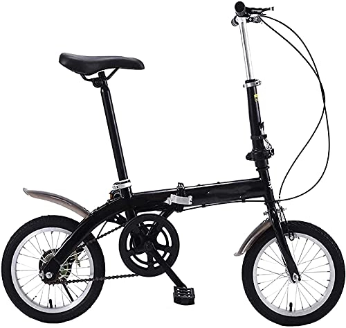 Folding Bike : JYTFZD WENHAO Adult Work Bike Road Folding Bicycle, for Men 14 Inch Wheel Carbon Racing Front and Rear Mechanical Ride, for Urban Environment and Commuting To and From Get Off Work (Color:BlackVbrake)