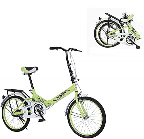 Folding Bike : JZTOL Adult Folding Bike, 20-in City Mini Compact Bicycle For Urban Commuter, Lightweight Bike For Adults, Men, Women And Teens (Color : Green)