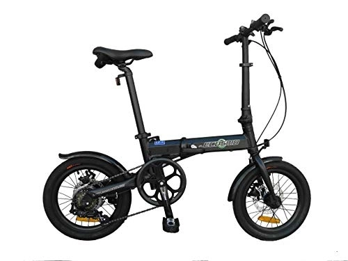 Folding Bike : K+POP 16" Lightweight Alloy Folding City Bike Bicycle, 6 SP, Dual Disc brakes - 16AF02BL