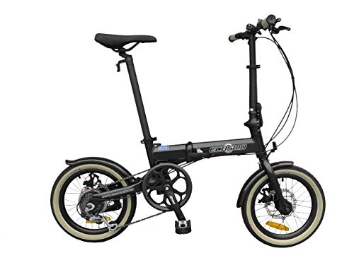Folding Bike : K+POP 16" Lightweight Alloy Folding City Bike Bicycle, 6 SPDual Disc brakes - 16AF02BL