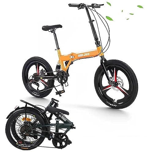 Folding Bike : KADIO Folding Bike, 20 Inch 7 Shift Speed, lightweight High Carbon Steel Frame, folding Bikes For Adults, stabilisation Folding Bike(20inch_uk, orange)