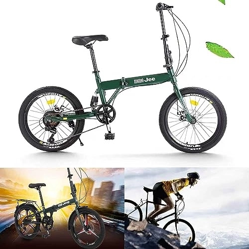 Folding Bike : KADIO Folding Bike, 20 Inch 7 Shift Speed, lightweight High Carbon Steel Frame, folding Bikes For Adults, stabilisation Securitization Durable With Disc Brake Detent, city Bike, convenient For Commuting