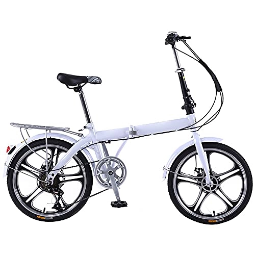 Folding Bike : KANULAN Folding Bike White Mountain Bike 7 Speed Dual Suspension Wheel, Height Adjustable Seat, For Mountains And Roads, And Save Space Better L T