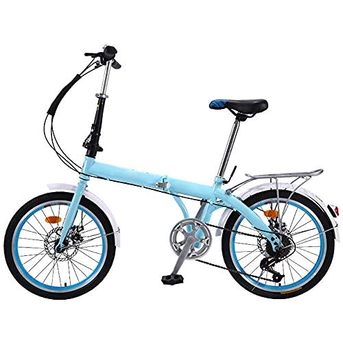 Folding Bike : KANULAN Mountain Bike Blue Bike Adjustable Seat, Folding Bike, For Mountains And Roads Outdoor Garden, Balance ​Training ​Wheel, Suitable 7 Speed T