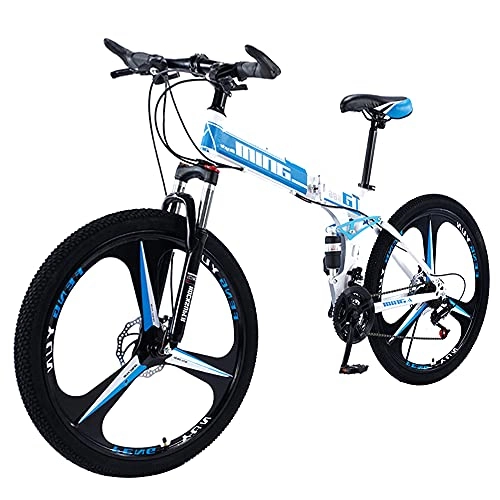 Folding Bike : KANULAN Mountain Bike Blue Bike Fast Folding Ergonomic Lightweight Sport With Anti Slip Wear Resistant, For Men Or Women Dual Wheel Bikes T(Size:21 speed)