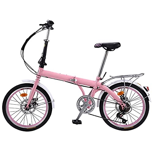 Folding Bike : KANULAN Mountain Bike Folding Bike Adjustable Seat, Suitable 7 Speed, For Mountains And Roads Outdoor Garden Pink Bike Balance ​Training ​Wheel T