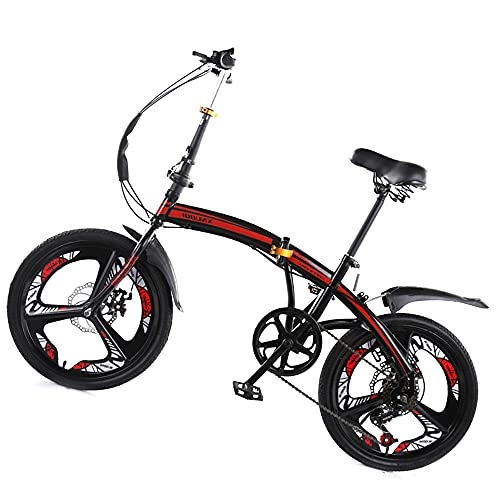 Folding Bike : KANULAN Mountain Bikes Black Cycling, Six Level Shifting, For 20 Inch, Fast Folding Ergonomic For Adults Men Women, Thickened High Carbon Steel Material T