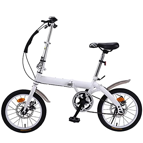 Folding Bike : KANULAN White Bike Mountain Bike Wheel Dual Height Adjustable Seat Suitable, Folding And Save Space Better, For Mountains And Roads, 7 Speed T