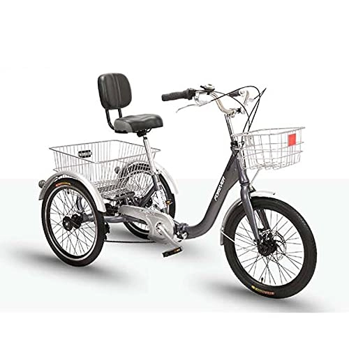 Folding Bike : Kays Folding Adult Tricycles 7 Speed Foldable Adult Trikes 3 Wheel Bikes With Low Step-Through With Basket For Seniors Women Men(Size:Grey)
