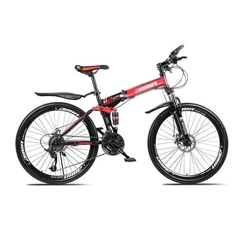 Folding Bike : Kays Folding Mountain Bike 26 Inch Adults Mountain Bike For Mens Womens With Carbon Steel Frame(Size:21 Speed, Color:Red)