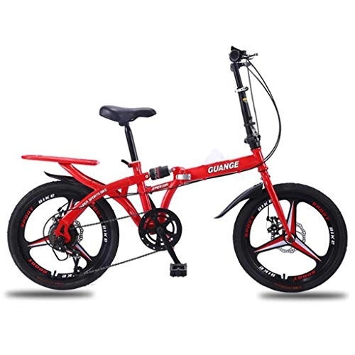 Folding Bike : Kays Mountain Bike, 16 / 20'' Foldable Bicycles Damping For Men / Women / Adult / Student Lightweight Carbon Steel Frame With Backseat (Color : Red, Size : 16'')