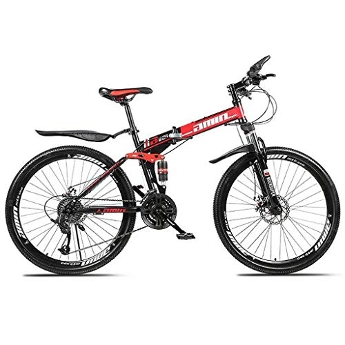 Folding Bike : Kays Mountain Bike, 26'' Inch Foldable Bicycles 21 / 24 / 27 Speeds Women / Men MTB Lightweight Carbon Steel Frame Front Suspension (Color : Red, Size : 27speed)