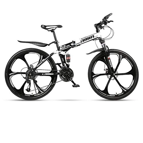 Folding Bike : Kays Mountain Bike, Foldable Hardtail Bicycles, Dual Disc Brake And Double Suspension, Carbon Steel Frame (Color : White, Size : 21-speed)