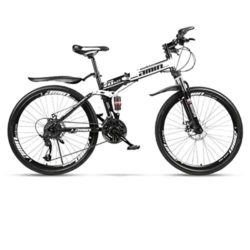 Folding Bike : Kays Mountain Bike, Folding 26 Inch Hardtail Bicycles, Carbon Steel Frame, Dual Disc Brake And Full Suspension (Color : White, Size : 27 Speed)
