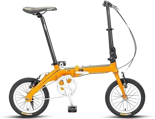 Folding Bike : Kcolic 14 Inch Folding Bike, Thick-Walled Tube Frame Made of Carbon Steel, Suitable for Outdoor Riding, Bicycle with Variable Speed for Adults A, 14inch