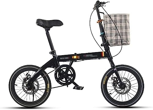 Folding Bike : Kcolic 16 Inch Folding Bike, Carbon Steel Frame, Bicycle Folding Bike with Basket and Comfort Saddle, Camping Bike, City Bike C, 16inch