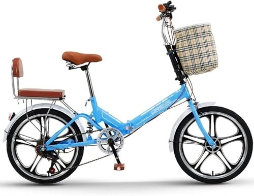 Folding Bike : Kcolic 20 Inch Folding Bike City Bike, Ultra Light Portable Folding Bike, Retro Style City Bikes Foldable Trekking Bike Light Bike for Outdoors Riding Trip Blue, 20inch