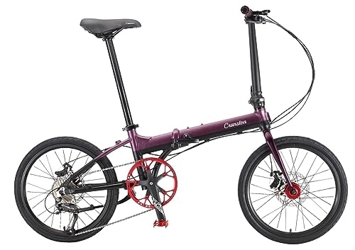 Folding Bike : Kcolic 20Inch Folding Bicycles, 9 Speed Bicycle Super Lightweight Student Folding Bike, Lightweight Aluminium Frame, Double Disc Brakes Front B, 20inch