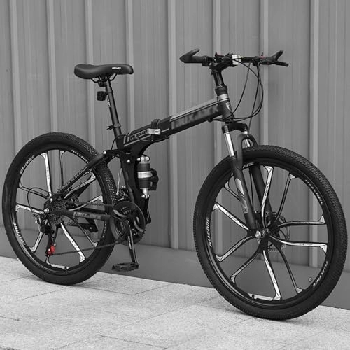Folding Bike : Kcolic 26 Inch Folding Bicycle 21 Gear Mountain Bike with Disc Brake for Girls Boys A, 26inch