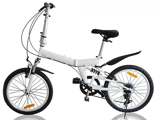 Folding Bike : Kcolic Adult 20 Inch Bike Folding Frame Bicycle 6 Gear Speed Double V brake Heavy Duty Kick Stand for Student Office Worker B, 20inch