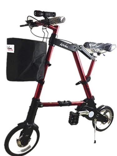 Folding Bike : Kcolic Mini Folding Bicycle, Lightweight 10 Inch Folding Bike For Adults Travel Outdoor Adjustable City Bike Black B, 10inch