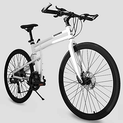 Folding Bike : KDHX Mountain Bike Folding Bicycle 24 Inch Wheels 24 Speed Lightweight Aluminum Frame Suspension Double Disc Brake for Men Women Adult (Size : 24 inch)